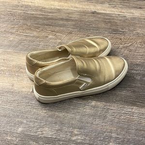 Jcrew gold slip on Vans!